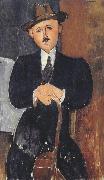 Seated Man with a Cane (mk39) Amedeo Modigliani